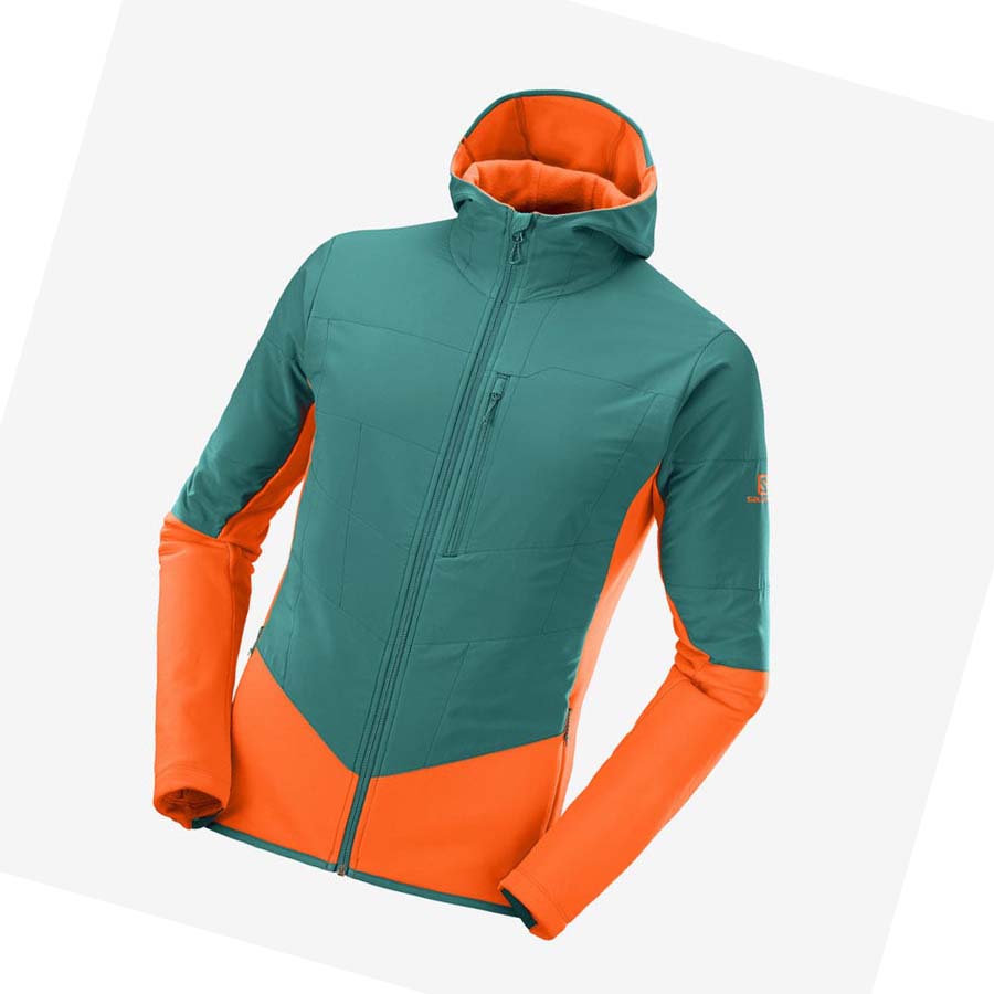 Salomon OUTLINE WARM HYBRID Kapucnis Pulóver Férfi Zöld | HU 2413LIS